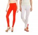 Cotton White and Dark Orange Color Leggings Combo @ 31% OFF Rs 407.00 Only FREE Shipping + Extra Discount - Stylish legging, Buy Stylish legging Online, simple legging, Combo Deal, Buy Combo Deal,  online Sabse Sasta in India - Leggings for Women - 7029/20160318