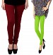 Cotton Brown and Parrot Green Color Leggings Combo @ 31% OFF Rs 407.00 Only FREE Shipping + Extra Discount - Stylish legging, Buy Stylish legging Online, simple legging, Combo Deal, Buy Combo Deal,  online Sabse Sasta in India - Combo Offer for Women - 7148/20160318