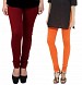 Cotton Brown and Orange Color Leggings Combo @ 31% OFF Rs 407.00 Only FREE Shipping + Extra Discount - Stylish legging, Buy Stylish legging Online, simple legging, Combo Deal, Buy Combo Deal,  online Sabse Sasta in India - Leggings for Women - 7150/20160318