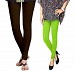 Cotton Dark Brown and Parrot Green Color Leggings Combo @ 31% OFF Rs 407.00 Only FREE Shipping + Extra Discount - Stylish legging, Buy Stylish legging Online, simple legging, Combo Deal, Buy Combo Deal,  online Sabse Sasta in India - Leggings for Women - 7165/20160318