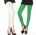 Cotton Off White and Green Color Leggings Combo @ 31% OFF Rs 407.00 Only FREE Shipping + Extra Discount - Stylish legging, Buy Stylish legging Online, simple legging, Combo Deal, Buy Combo Deal,  online Sabse Sasta in India - Leggings for Women - 7045/20160318