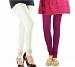 Cotton Off White and Dark Pink Color Leggings Combo @ 31% OFF Rs 407.00 Only FREE Shipping + Extra Discount - Stylish legging, Buy Stylish legging Online, simple legging, Combo Deal, Buy Combo Deal,  online Sabse Sasta in India - Leggings for Women - 7049/20160318