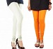 Cotton Off White and Orange Color Leggings Combo @ 31% OFF Rs 407.00 Only FREE Shipping + Extra Discount - Stylish legging, Buy Stylish legging Online, simple legging, Combo Deal, Buy Combo Deal,  online Sabse Sasta in India - Leggings for Women - 7050/20160318
