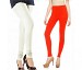 Cotton Off White and Dark Orange Color Leggings Combo @ 31% OFF Rs 407.00 Only FREE Shipping + Extra Discount - Stylish legging, Buy Stylish legging Online, simple legging, Combo Deal, Buy Combo Deal,  online Sabse Sasta in India - Combo Offer for Women - 7052/20160318