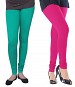 Cotton Rama Green and Pink Color Leggings Combo @ 31% OFF Rs 407.00 Only FREE Shipping + Extra Discount - Stylish legging, Buy Stylish legging Online, simple legging, Combo Deal, Buy Combo Deal,  online Sabse Sasta in India - Leggings for Women - 7194/20160318