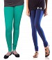 Cotton Rama Green and Blue Color Leggings Combo @ 31% OFF Rs 407.00 Only FREE Shipping + Extra Discount - Stylish legging, Buy Stylish legging Online, simple legging, Combo Deal, Buy Combo Deal,  online Sabse Sasta in India - Leggings for Women - 7204/20160318
