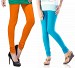 Cotton Sky Blue and Dark Orange Color Leggings Combo @ 31% OFF Rs 407.00 Only FREE Shipping + Extra Discount - Stylish legging, Buy Stylish legging Online, simple legging, Combo Deal, Buy Combo Deal,  online Sabse Sasta in India - Leggings for Women - 7214/20160318