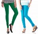 Cotton Sky Blue and Dark Green Color Leggings Combo @ 31% OFF Rs 407.00 Only FREE Shipping + Extra Discount - Stylish legging, Buy Stylish legging Online, simple legging, Combo Deal, Buy Combo Deal,  online Sabse Sasta in India - Leggings for Women - 7215/20160318