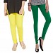Cotton Light Yellow and Dark Green Color Leggings Combo @ 31% OFF Rs 407.00 Only FREE Shipping + Extra Discount - Stylish legging, Buy Stylish legging Online, simple legging, Combo Deal, Buy Combo Deal,  online Sabse Sasta in India - Leggings for Women - 7270/20160318