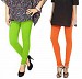 Cotton Parrot Green and Orange Color Leggings Combo @ 31% OFF Rs 407.00 Only FREE Shipping + Extra Discount - Stylish legging, Buy Stylish legging Online, simple legging, Combo Deal, Buy Combo Deal,  online Sabse Sasta in India - Combo Offer for Women - 7275/20160318