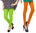 Cotton Parrot Green and Dark Orange Color Leggings Combo @ 31% OFF Rs 407.00 Only FREE Shipping + Extra Discount - Stylish legging, Buy Stylish legging Online, simple legging, stretchable legging, Buy stretchable legging,  online Sabse Sasta in India - Leggings for Women - 7277/20160318