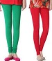Cotton Red and Green Color Leggings Combo @ 31% OFF Rs 407.00 Only FREE Shipping + Extra Discount -  online Sabse Sasta in India - Leggings for Women - 7067/20160318