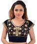 Women Velvet Embroidered Mirror Work Blue Blouse @ 49% OFF Rs 246.00 Only FREE Shipping + Extra Discount - v neck blouse, Buy v neck blouse Online, velvet blouse, designer blouse, Buy designer blouse,  online Sabse Sasta in India - Designer Blouse for Women - 9154/20160506