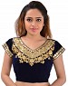 Women Velvet Embroidered Mirror Work Blue Blouse @ 49% OFF Rs 246.00 Only FREE Shipping + Extra Discount - v neck blouse, Buy v neck blouse Online, velvet blouse, designer blouse, Buy designer blouse,  online Sabse Sasta in India - Designer Blouse for Women - 9155/20160506