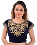 Women Velvet Embroidered Mirror Work Blue Blouse @ 49% OFF Rs 246.00 Only FREE Shipping + Extra Discount - boat nack blouse, Buy boat nack blouse Online, velvet blouse, designer blouse, Buy designer blouse,  online Sabse Sasta in India - Designer Blouse for Women - 9158/20160506
