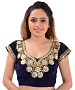 Women Velvet Embroidered Mirror Work Blue Blouse @ 49% OFF Rs 246.00 Only FREE Shipping + Extra Discount - u neck blouse, Buy u neck blouse Online, velvet blouse, designer blouse, Buy designer blouse,  online Sabse Sasta in India - Designer Blouse for Women - 9159/20160506