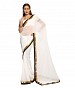 Plain Lace work white Georgette saree @ 31% OFF Rs 494.00 Only FREE Shipping + Extra Discount - Georgette Saree, Buy Georgette Saree Online, Partywear Saree, Designer Saree, Buy Designer Saree,  online Sabse Sasta in India - Sarees for Women - 5656/20151223