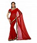 Plain Lace work Red Georgette saree @ 31% OFF Rs 494.00 Only FREE Shipping + Extra Discount - Georgette Saree, Buy Georgette Saree Online, Plain Lace work, Casual Saree, Buy Casual Saree,  online Sabse Sasta in India - Sarees for Women - 5663/20151223