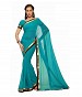 Plain Lace work Turquoise Georgette saree @ 31% OFF Rs 494.00 Only FREE Shipping + Extra Discount -  online Sabse Sasta in India -  for  - 5664/20151223