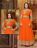 Thankar New Attractive Designer Georgette Orange Anarkali Suit @ 51% OFF Rs 1421.00 Only FREE Shipping + Extra Discount - Georgette, Buy Georgette Online, Semi-stitched, Anarkali suit, Buy Anarkali suit,  online Sabse Sasta in India - Semi Stitched Anarkali Style Suits for Women - 3173/20150925