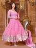 Thankar New Attractive Designer Georgette Pink Anarkali Suit @ 35% OFF Rs 1112.00 Only FREE Shipping + Extra Discount - Georgette, Buy Georgette Online, Semi-stitched, Anarkali suit, Buy Anarkali suit,  online Sabse Sasta in India - Semi Stitched Anarkali Style Suits for Women - 3175/20150925