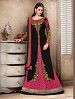 Thankar New Attractive Designer Straight Dark pink and black Anarkali Suit @ 31% OFF Rs 4325.00 Only FREE Shipping + Extra Discount - Georgette, Buy Georgette Online, Semi-stitched, Anarkali suit, Buy Anarkali suit,  online Sabse Sasta in India - Semi Stitched Anarkali Style Suits for Women - 3208/20150925