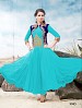 Thankar Latest Designer Heavy Sky and Blue Embroidery Anarkali Suit @ 35% OFF Rs 1050.00 Only FREE Shipping + Extra Discount - Net, Buy Net Online, Semi-stitched, Anarkali suit, Buy Anarkali suit,  online Sabse Sasta in India - Semi Stitched Anarkali Style Suits for Women - 3272/20150925