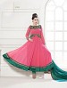 THANKAR HEAVY FLOOR LENGTH PEACH AND GREEN ANARKALI SUIT @ 44% OFF Rs 1606.00 Only FREE Shipping + Extra Discount - Anarkali Suits, Buy Anarkali Suits Online, Semi Stitched, Georgette, Buy Georgette,  online Sabse Sasta in India - Semi Stitched Anarkali Style Suits for Women - 3374/20150925