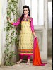 THANKAR NEW DESIGNER PINK AND CREAM STRAIGHT SUIT @ 31% OFF Rs 1421.00 Only FREE Shipping + Extra Discount - Suit, Buy Suit Online, Nazneen, Embroidery, Buy Embroidery,  online Sabse Sasta in India -  for  - 3409/20150925