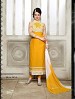 THANKAR NEW DESIGNER YELLOW STRAIGHT SUIT @ 31% OFF Rs 1421.00 Only FREE Shipping + Extra Discount - Suit, Buy Suit Online, Nazneen, Embroidery, Buy Embroidery,  online Sabse Sasta in India - Semi Stitched Anarkali Style Suits for Women - 3412/20150925