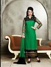 THANKAR NEW DESIGNER GREEN AND BLACK STRAIGHT SUIT @ 31% OFF Rs 1421.00 Only FREE Shipping + Extra Discount - Suit, Buy Suit Online, Nazneen, Embroidery, Buy Embroidery,  online Sabse Sasta in India - Semi Stitched Anarkali Style Suits for Women - 3414/20150925