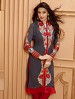 THANKAR NEW DESIGNER GREY AND RED STRAIGHT SUIT @ 31% OFF Rs 1853.00 Only FREE Shipping + Extra Discount - Suit, Buy Suit Online, Santoon, Georgette, Buy Georgette,  online Sabse Sasta in India - Semi Stitched Anarkali Style Suits for Women - 3430/20150925