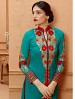 THANKAR NEW DESIGNER SKY BLUE AND RED STRAIGHT SUIT @ 31% OFF Rs 1853.00 Only FREE Shipping + Extra Discount - Suit, Buy Suit Online, Santoon, Georgette, Buy Georgette,  online Sabse Sasta in India - Semi Stitched Anarkali Style Suits for Women - 3433/20150925