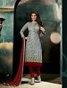 THANKAR NEW DESIGNER GREY AND MAROON STRAIGHT SUIT @ 31% OFF Rs 1421.00 Only FREE Shipping + Extra Discount - Anarkali Suits, Buy Anarkali Suits Online, Santoon, Chanderi, Buy Chanderi,  online Sabse Sasta in India -  for  - 3455/20150925