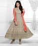 THANKAR LATEST DESIGNER GREY & PEACH LONG SLEEVE ANARKALI SUIT @ 66% OFF Rs 988.00 Only FREE Shipping + Extra Discount - Anarkali Suits, Buy Anarkali Suits Online, Santoon, Georgette, Buy Georgette,  online Sabse Sasta in India - Semi Stitched Anarkali Style Suits for Women - 3459/20150925