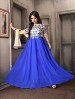 THANKAR NEW DESIGNER CREAM & BLUE ANARKALI SUIT @ 31% OFF Rs 1730.00 Only FREE Shipping + Extra Discount - Santoon, Buy Santoon Online, Anarkali Suits, Georgette, Buy Georgette,  online Sabse Sasta in India - Semi Stitched Anarkali Style Suits for Women - 3494/20150925