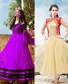 THANKAR COMBO ONE PURPLE ANARKALI SUIT AND CREAM DESIGNER ANARKALI SUIT @ 31% OFF Rs 1977.00 Only FREE Shipping + Extra Discount - Santoon, Buy Santoon Online, Anarkali Suits, Chiffon, Buy Chiffon,  online Sabse Sasta in India -  for  - 3497/20150925