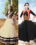 THANKAR COMBO ONE CREAM ANARKALI SUIT AND BLACK DESIGNER ANARKALI SUIT @ 31% OFF Rs 1977.00 Only FREE Shipping + Extra Discount - Santoon, Buy Santoon Online, Anarkali Suits, Brasso With Silk, Buy Brasso With Silk,  online Sabse Sasta in India - Semi Stitched Anarkali Style Suits for Women - 3500/20150925