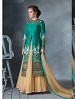 THANKAR LATEST DESIGNER HEAVY AQUA AND CREAM EMBROIDERY INDO WESTERN STYLE STRAITE SUIT @ 31% OFF Rs 4449.00 Only FREE Shipping + Extra Discount - Santoon, Buy Santoon Online, Anarkali Suits, Georgette, Buy Georgette,  online Sabse Sasta in India -  for  - 3503/20150925