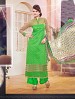 THANKAR NEW DESIGNER GREEN STRAIGHT SUIT @ 43% OFF Rs 1173.00 Only FREE Shipping + Extra Discount - Santoon, Buy Santoon Online, Anarkali Suits, Multi, Buy Multi,  online Sabse Sasta in India - Semi Stitched Anarkali Style Suits for Women - 3515/20150925