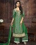 LATEST EMBROIDERED DESIGNER GREEN STRAIGHT SUITS @ 31% OFF Rs 2039.00 Only FREE Shipping + Extra Discount - Faux Georgette, Buy Faux Georgette Online, Santoon, Suits, Buy Suits,  online Sabse Sasta in India - Salwar Suit for Women - 4192/20151020