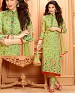 NEW DESIGNER GREEN STRAIGHT SUIT @ 56% OFF Rs 1112.00 Only FREE Shipping + Extra Discount - Suit, Buy Suit Online, Georgette, Santoon, Buy Santoon,  online Sabse Sasta in India -  for  - 4201/20151020