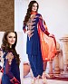 NEW DESIGNER BLUE & ORANGE HEAVY STRAIGHT SUIT @ 50% OFF Rs 1544.00 Only FREE Shipping + Extra Discount - Suit, Buy Suit Online, Georgette, Santoon, Buy Santoon,  online Sabse Sasta in India -  for  - 4206/20151020