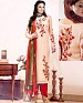 NEW DESIGNER CREAM & RED HEAVY STRAIGHT SUIT @ 31% OFF Rs 2100.00 Only FREE Shipping + Extra Discount - Suit, Buy Suit Online, Georgette, Santoon, Buy Santoon,  online Sabse Sasta in India - Salwar Suit for Women - 4209/20151020