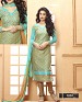 NEW DESIGNER AQUA AND BROWN STRAIGHT SUIT @ 31% OFF Rs 1606.00 Only FREE Shipping + Extra Discount - Suit, Buy Suit Online, Embroidered, Santoon, Buy Santoon,  online Sabse Sasta in India - Salwar Suit for Women - 4217/20151020