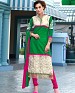 DESIGNER GREEN STRAIGHT SUIT @ 31% OFF Rs 1359.00 Only FREE Shipping + Extra Discount - Georgette, Buy Georgette Online, Semi-stitched, Salwar Suit, Buy Salwar Suit,  online Sabse Sasta in India -  for  - 4245/20151020