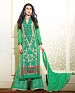 DESIGNER GREEN STRAIGHT PLAZO SUIT @ 31% OFF Rs 1730.00 Only FREE Shipping + Extra Discount - Georgette, Buy Georgette Online, Semi-stitched, palazzo Style Suit, Buy palazzo Style Suit,  online Sabse Sasta in India - Salwar Suit for Women - 4288/20151020