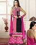 DESIGNER BLACK AND PINK STRAIGHT PLAZO SUIT @ 31% OFF Rs 1730.00 Only FREE Shipping + Extra Discount - Georgette, Buy Georgette Online, Semi-stitched, palazzo Style Suit, Buy palazzo Style Suit,  online Sabse Sasta in India - Salwar Suit for Women - 4290/20151020