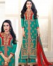 DESIGNER AQUA AND RED STRAIGHT PLAZO SUIT @ 31% OFF Rs 1730.00 Only FREE Shipping + Extra Discount - Georgette, Buy Georgette Online, Semi-stitched, palazzo Style Suit, Buy palazzo Style Suit,  online Sabse Sasta in India - Salwar Suit for Women - 4291/20151020