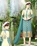 DESIGNER AQUA & CREAM STRAIGHT SUIT @ 31% OFF Rs 1915.00 Only FREE Shipping + Extra Discount - Georgette, Buy Georgette Online, Semi-stitched, Anarkali suit, Buy Anarkali suit,  online Sabse Sasta in India -  for  - 4306/20151020